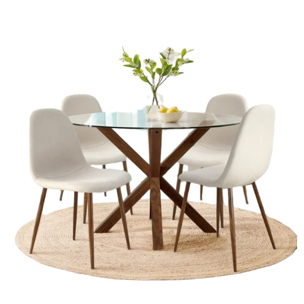 Comedor 4 Sillas Sthef Beige HogarySpacios