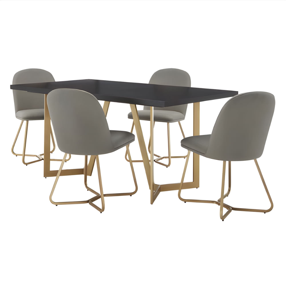 Comedor 4 Sillas Monroe Gris Oscuro HogarySpacios