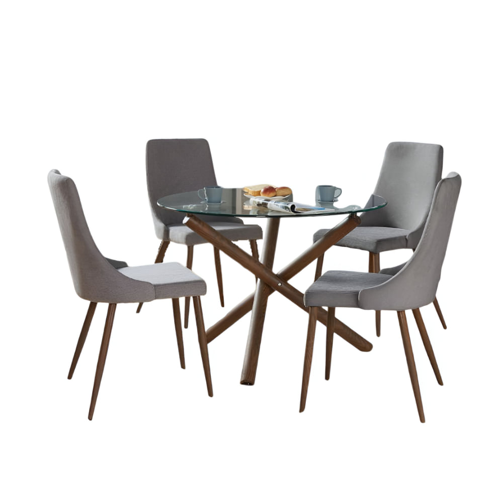 Comedor 4 Sillas Kitiz Gris Claro HogarySpacios