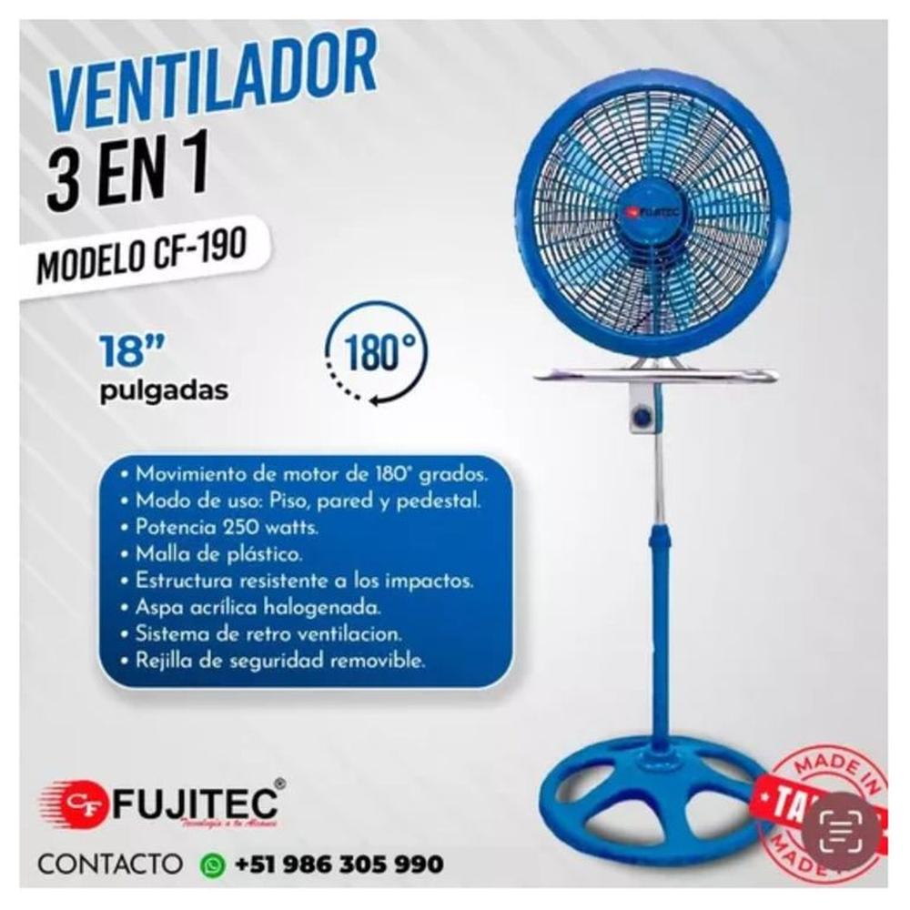VENTILADOR  FUJITEC DE 18 pulgadas  CF-190   250W 3 EN 1.
