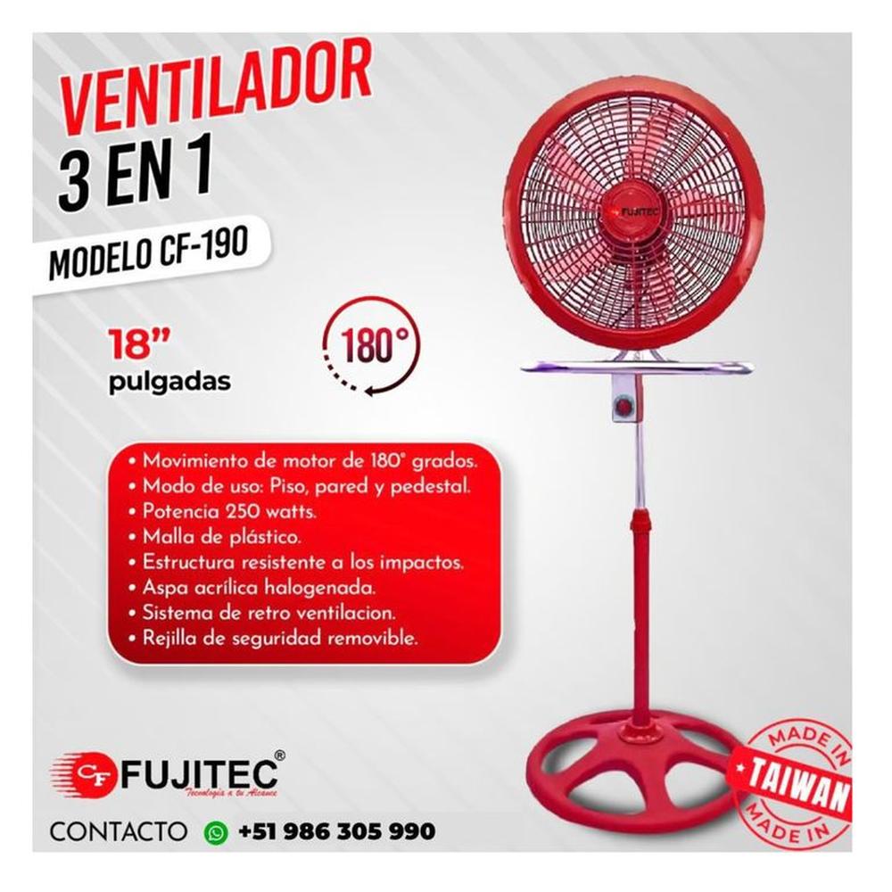 VENTILADOR  FUJITEC DE 18 pulgadas  CF-190   250W.  3 EN 1