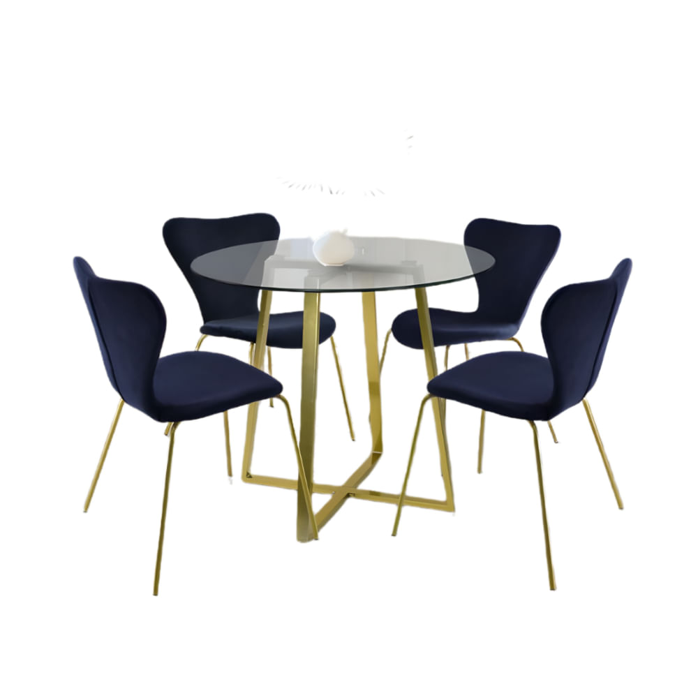 Comedor 4 Sillas Lara Azul Noche HogarySpacios