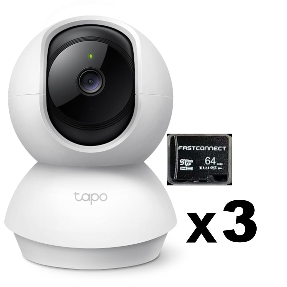 KIT DE 3 CÁMARAS DE VIDEOVIGILANCIA INTELIGENTE TPLINK TAPO C210 MAS MICROSD 64 GB