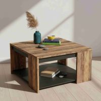 Mesa de Centro Cuadrada Domenic 80cm Marrón/Negro R&R MUEBLES