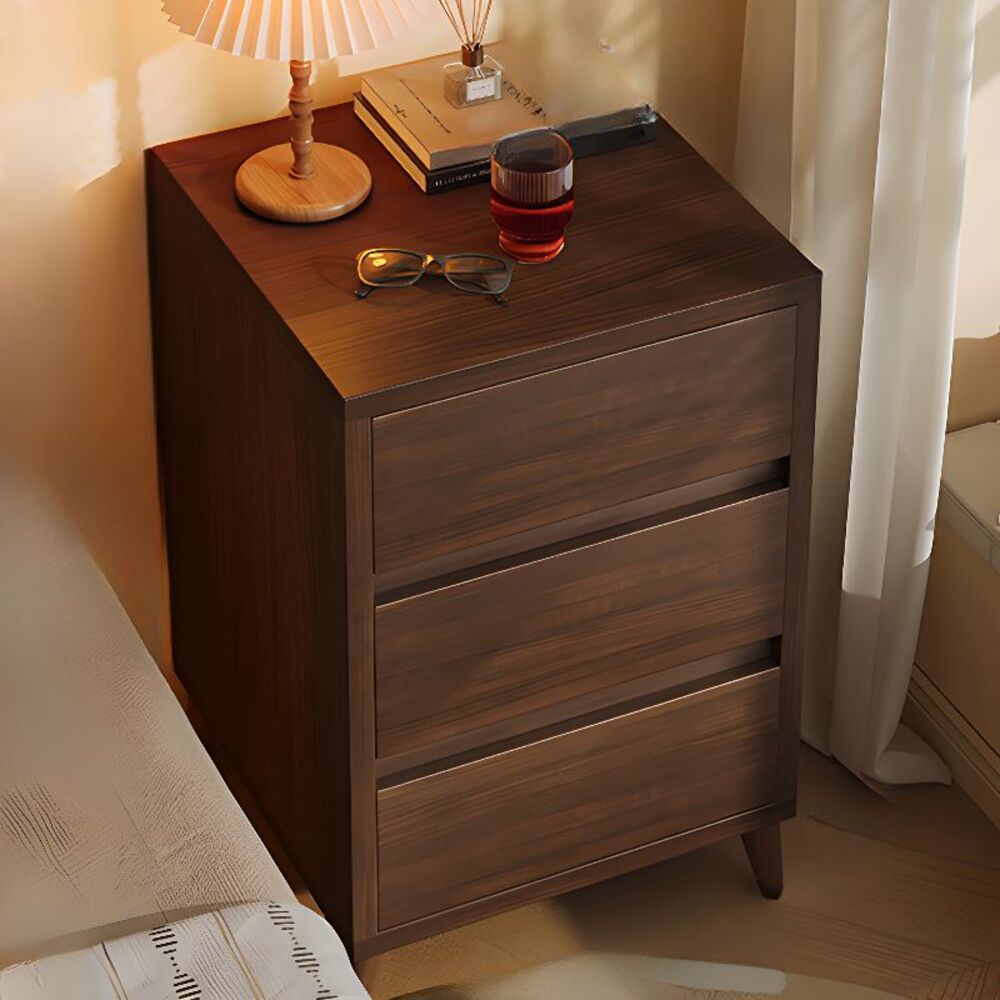 Velador Moderno Richard 3 Cajones Marrón R&R MUEBLES