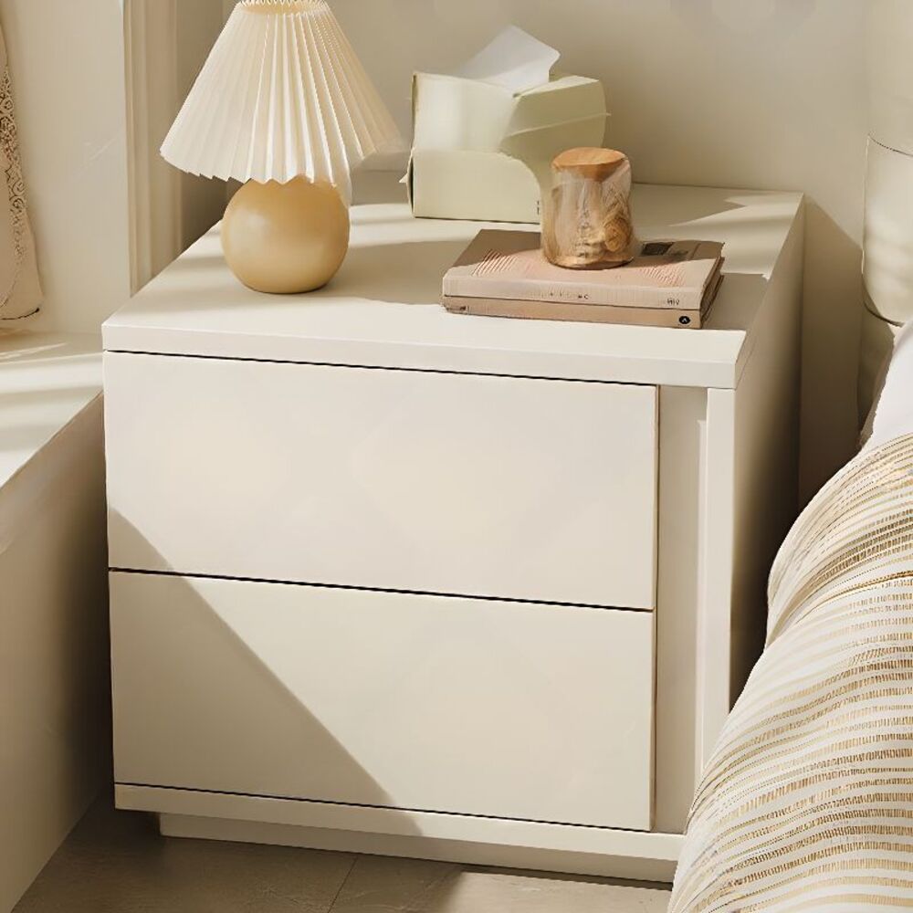 Velador Moderno David 2 Cajones Blanco R&R MUEBLES