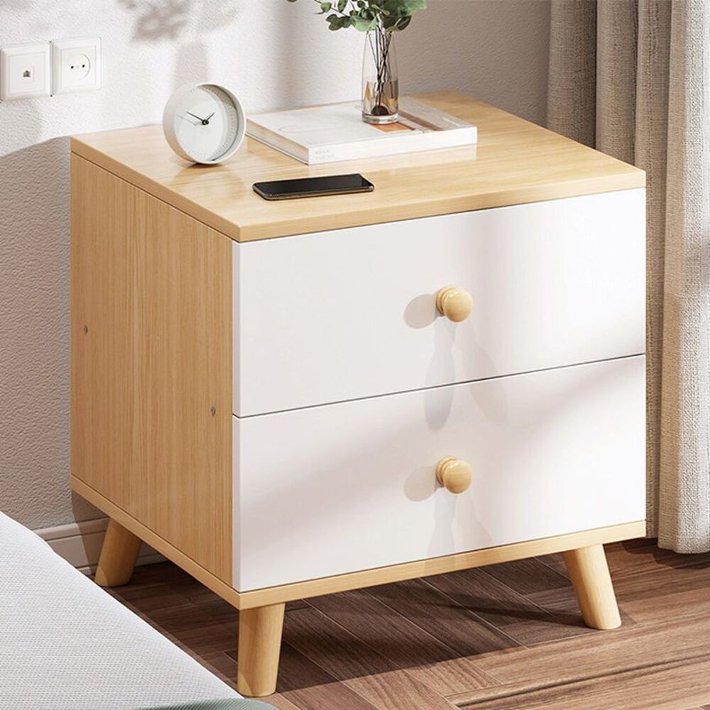 Velador Vintage Alessandro 2 Cajones Duna/Blanco R&R MUEBLES