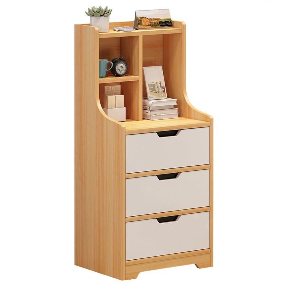 Velador Vintage Moderno Moniq 3 Cajones Duna/Blanco R&R MUEBLES