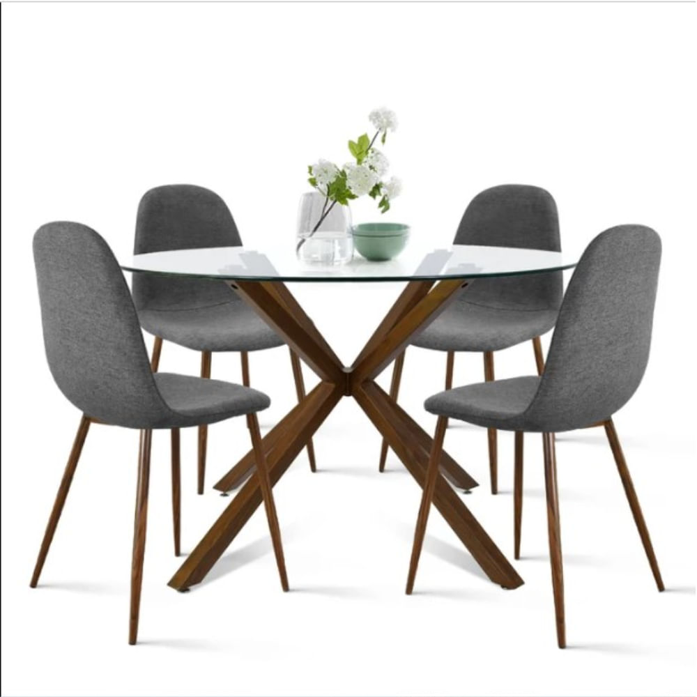 Comedor 4 Sillas Sthef Gris Oscuro HogarySpacios