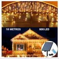 Luces De Navidad En Cascada 18 Metros 600 Luces Amarillo