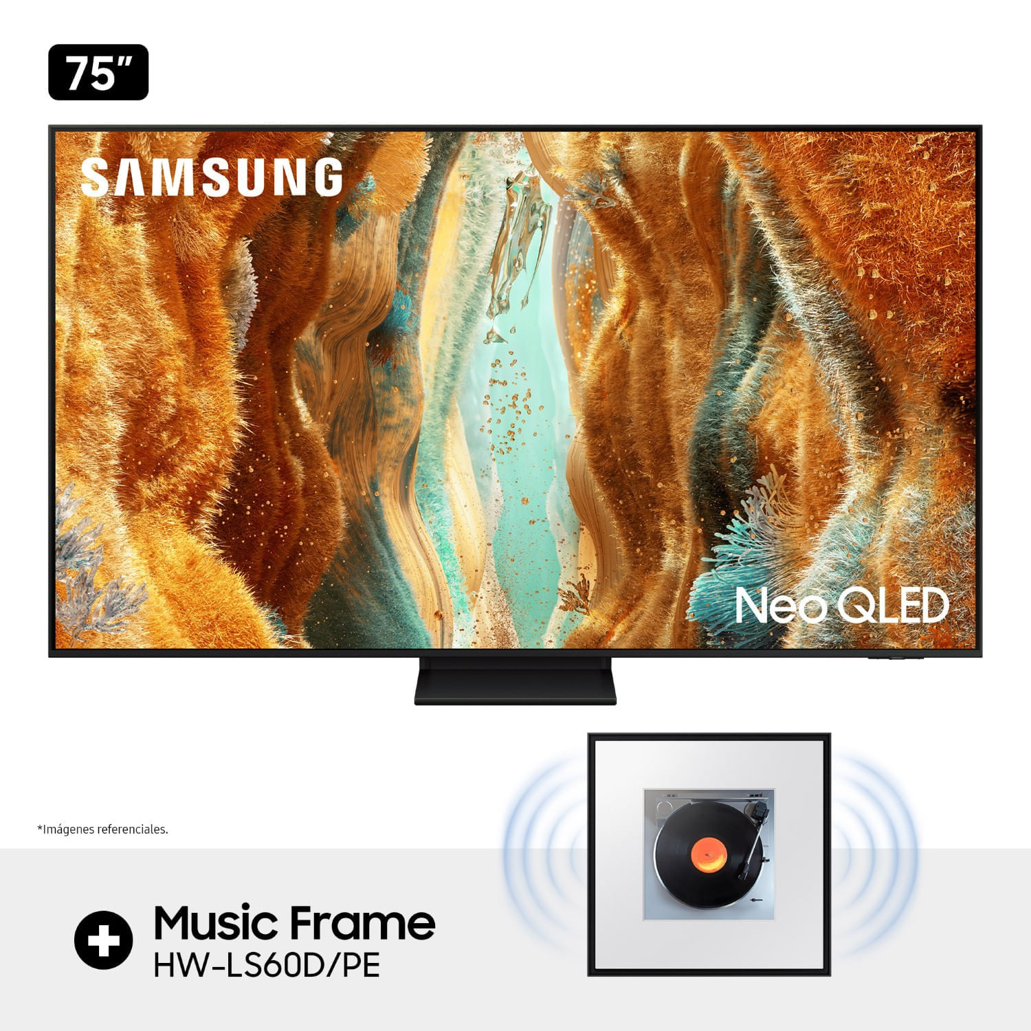Televisor Samsung QN75QN70FAGXPE 75"" Neo QLED 4K Vision AI + Parlante Music Frame HW-LS60D