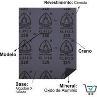 Pack x 5 : Lija de Fierro Klingspor KL371 Grano 60 - Gris