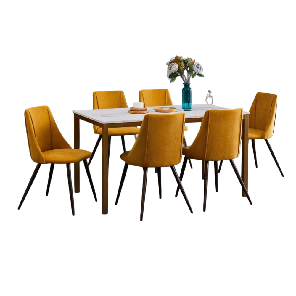 Comedor 6 Sillas Ambere Amarillo CN