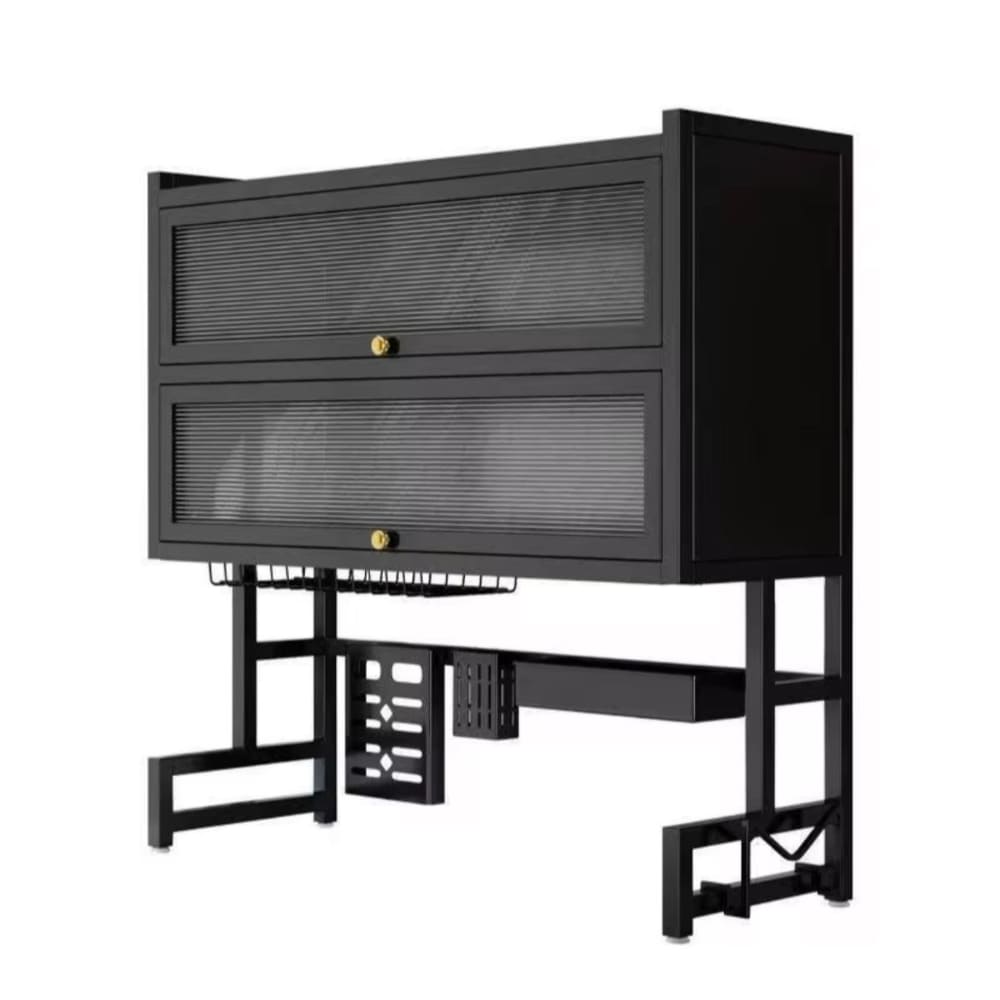 Estante Organizador 2 Niveles Secaplatos Escurridor Amacenamiento Cocina 2 Niveles Negro