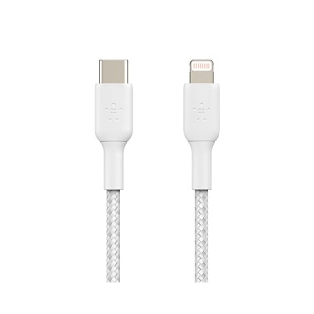 Cable Lightning Belkin BoostCharge de 1 m USB-C a Lightning, color blanco, alta velocidad de carga