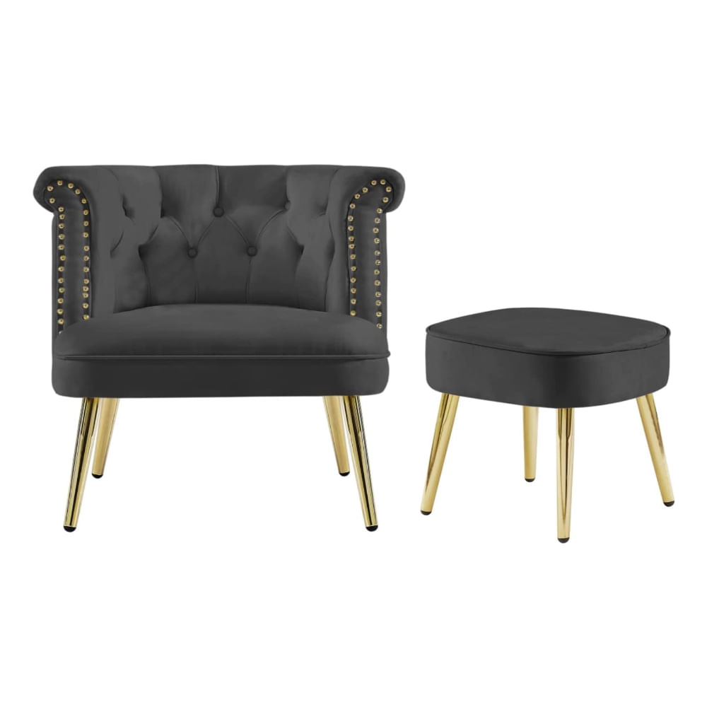 Butaca Y Banqueta Aziel Gris Oscuro CN