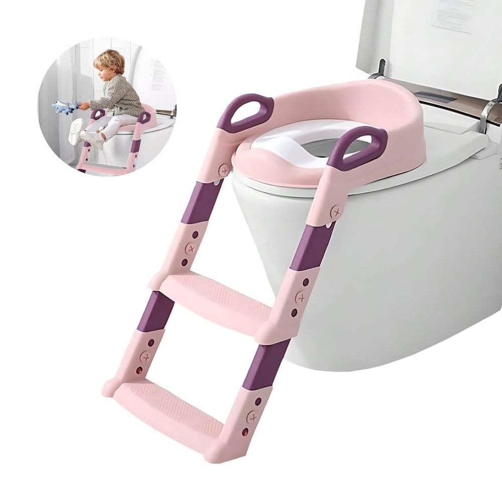 Escalera de Inodoro Para Niños Generico en Color Rosado Asiento Bacin para Bebe con Escalera Inodoro Plegable Rosado Escalera de Inodoro Para Niños Generico en Color Rosado Asiento Bacin para Bebe con Escalera Inodoro Plegable Rosado