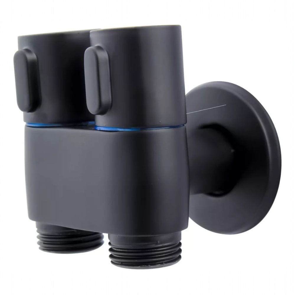 Válvula Doble Angular para Bidé o Inodoro Negro Mate Acero Pesado Válvula Doble Angular para Bidé o Inodoro Negro Mate Acero Pesado