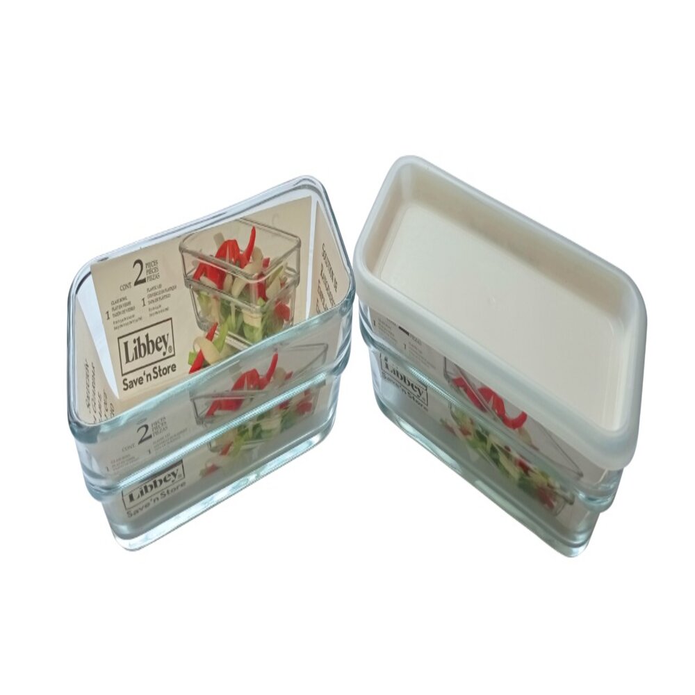 Refractario de vidrio rectangular 965 ml con tapa de Libbey