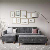 Sofá Seccional Hatford gris oscuro tres piezas más obsequio