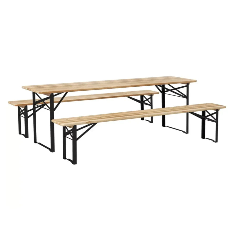 Set Mesa y Bancos de Madera Plegables para Camping Set Mesa y Bancos de Madera Plegables para Camping