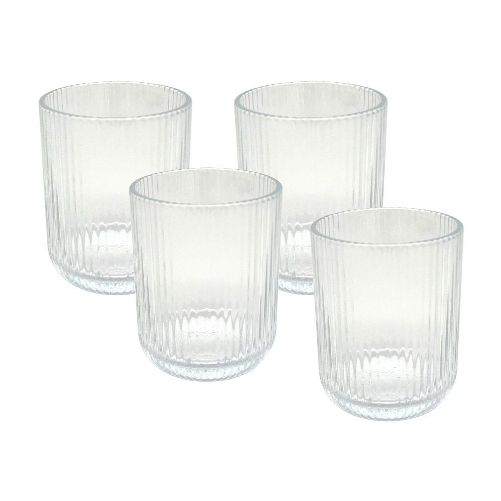 Set de 4 Vasos de Vidrio Acanalado 260ml Top Chef Orange