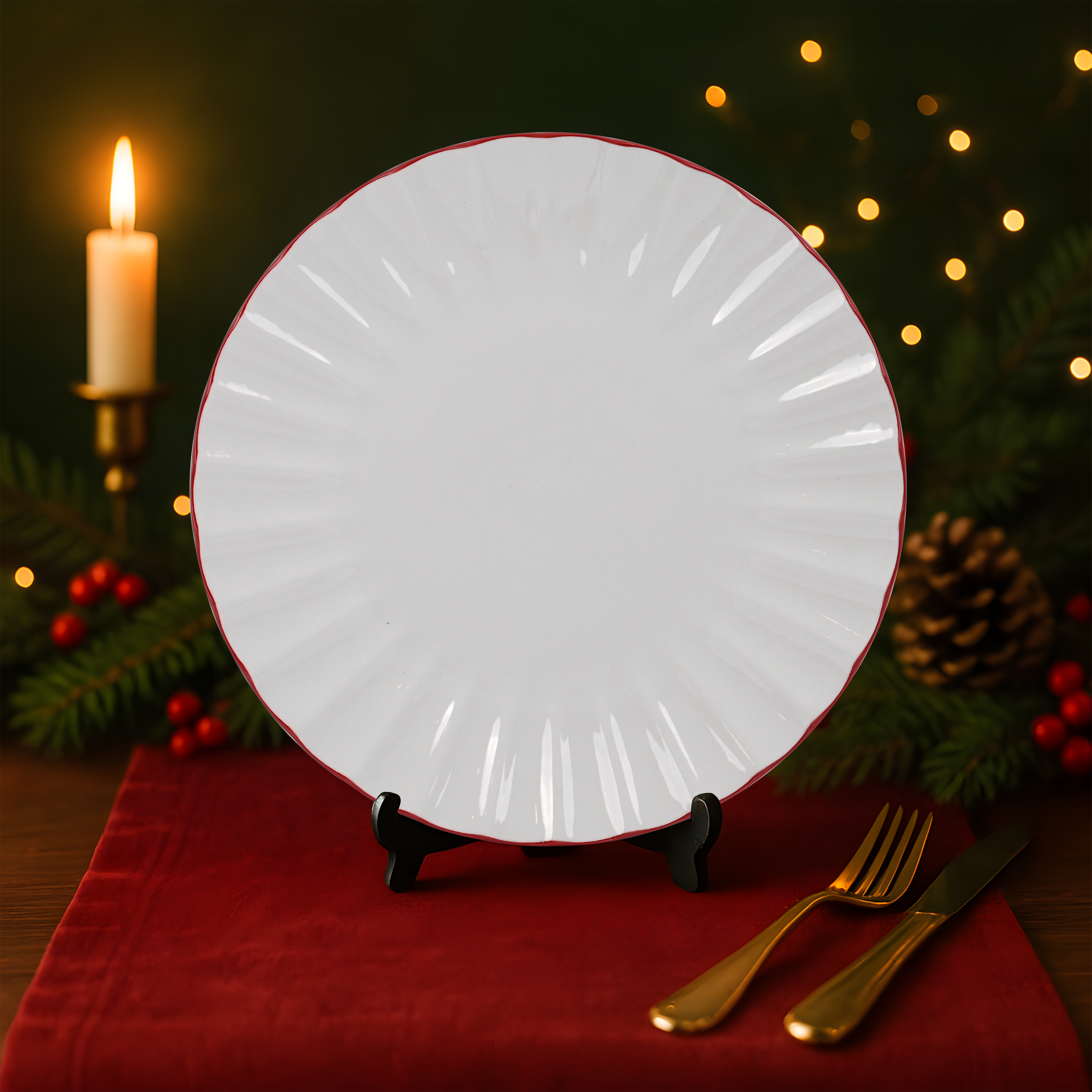 Plato 27cm Porcelana con borde Rojo Top Chef Orange