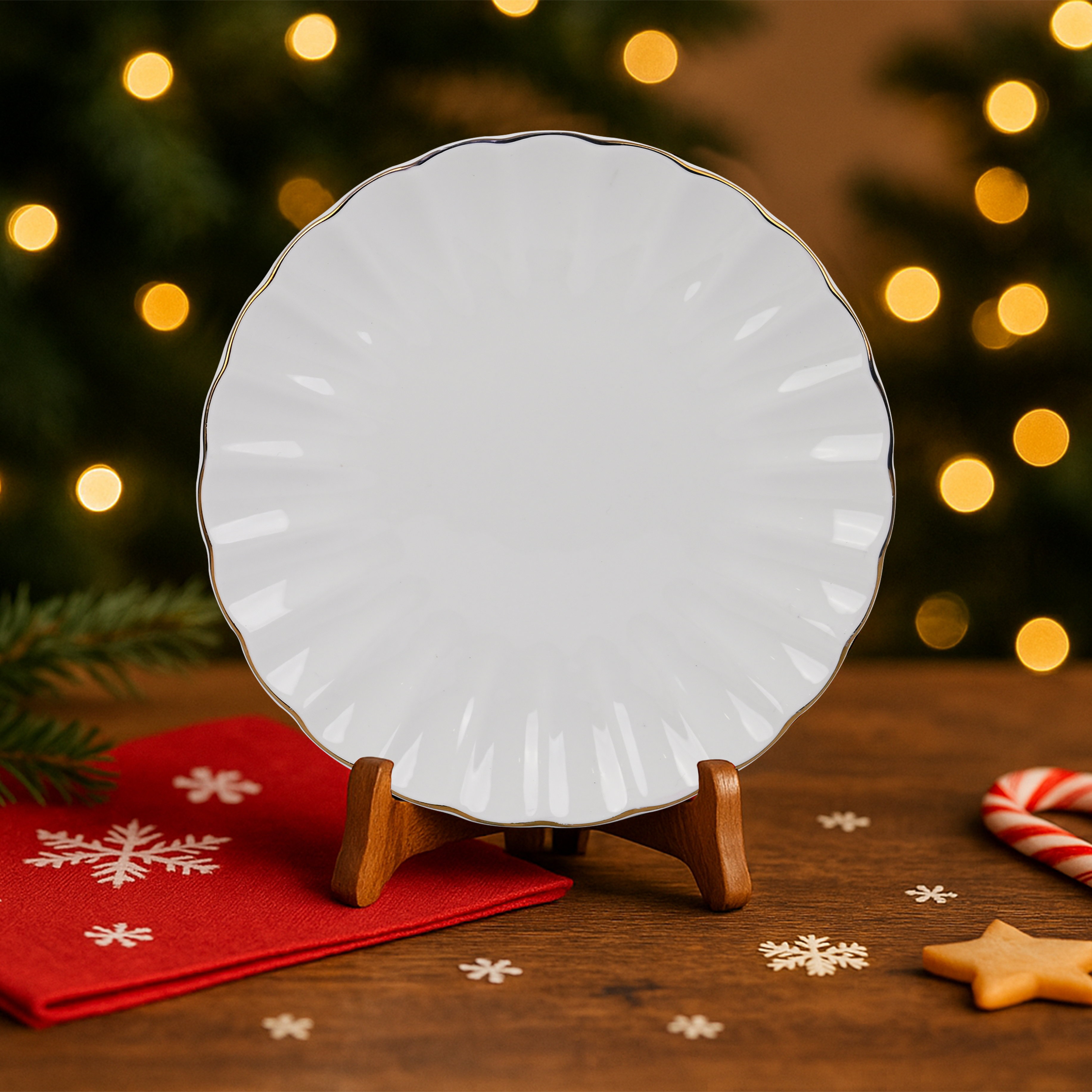 Plato 21cm Porcelana con borde Dorado Top Chef Orange