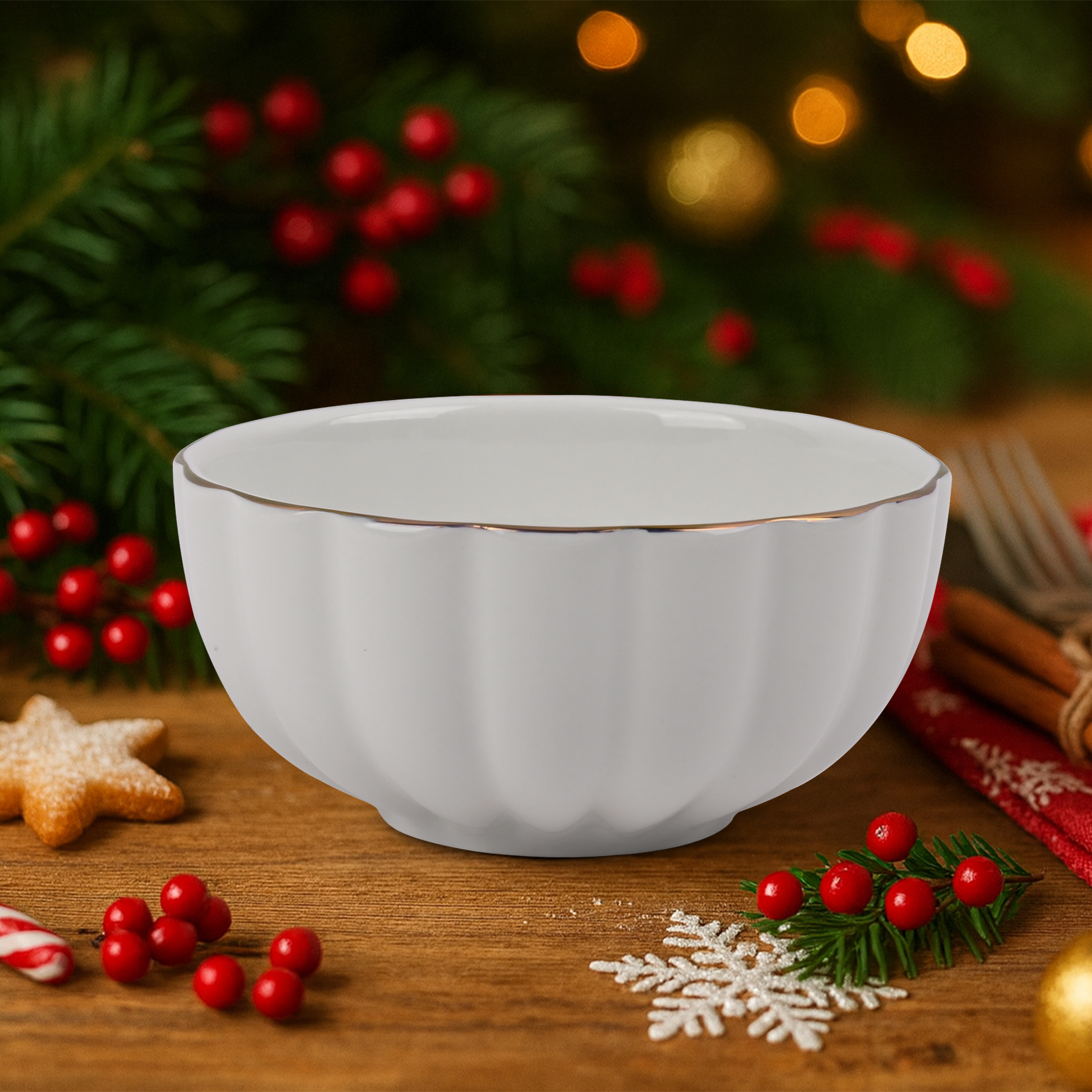 Bowl 14cm Porcelana con borde Dorado Top Chef Orange