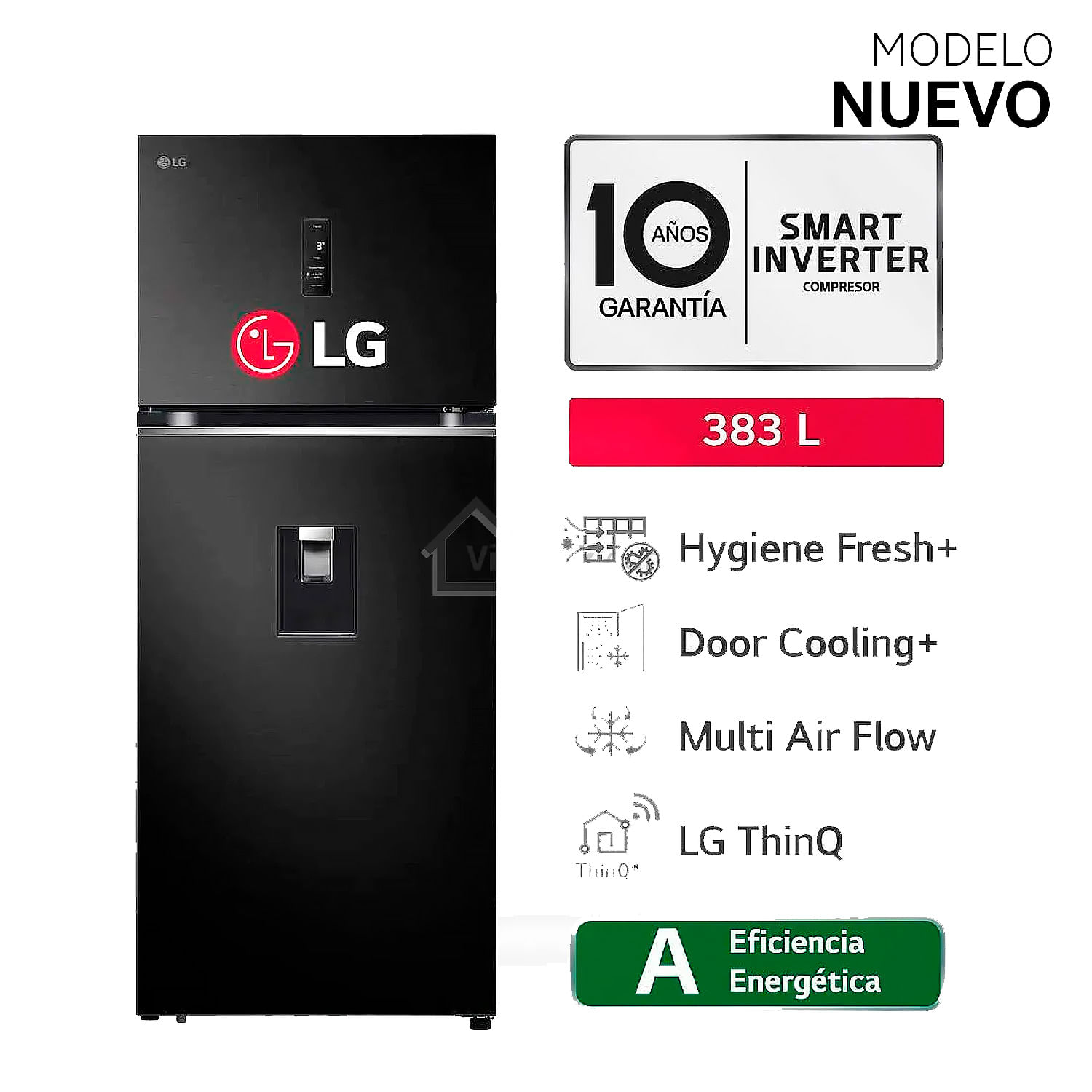 Refrigeradora LG Top Freezer No Frost 383 L Con Fabricador de Hielo Negro Acero GT39AGD1