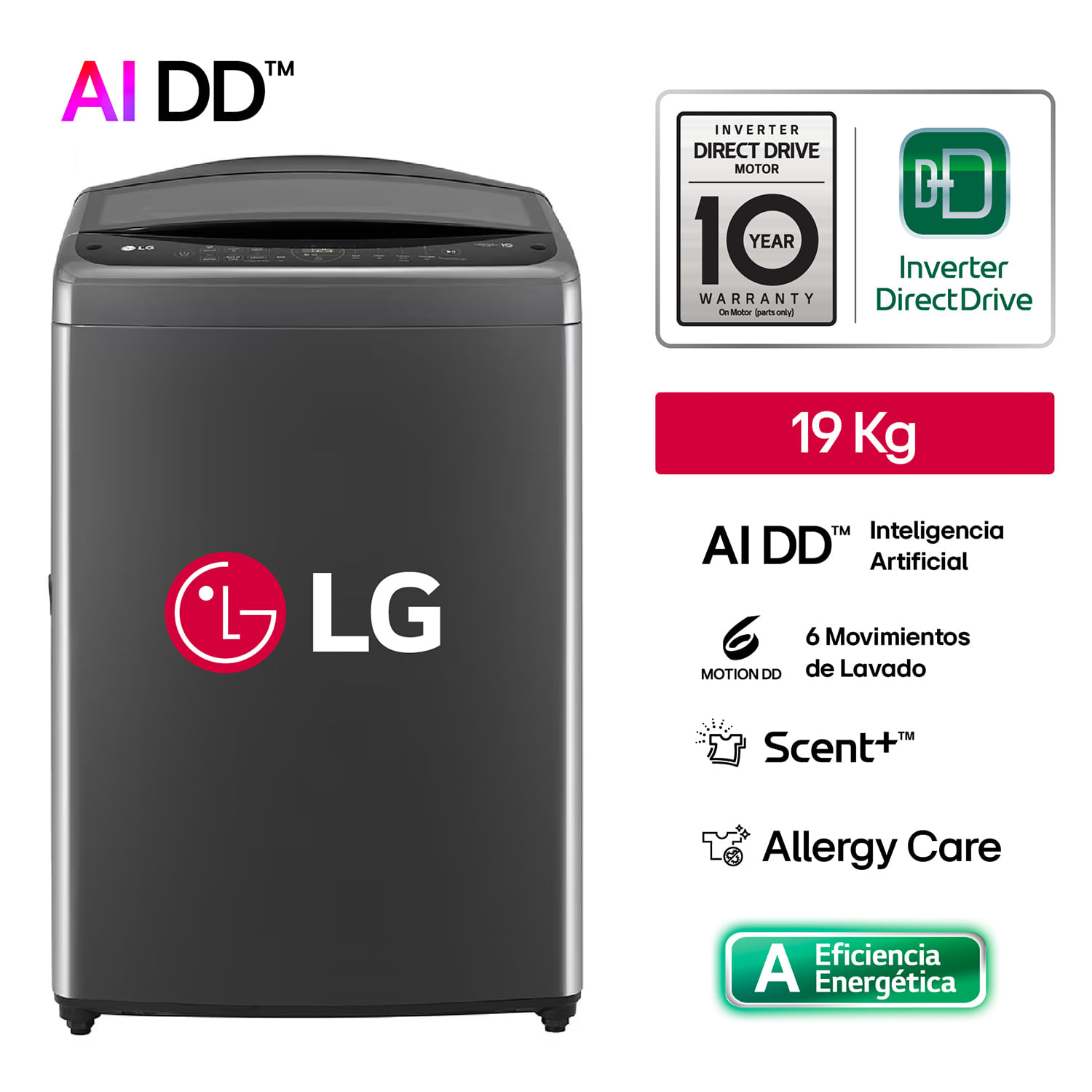 Lavadora LG WT19BV6T 19 Kg Negro