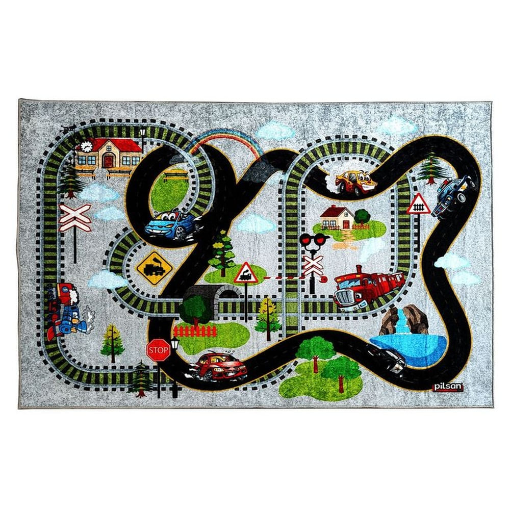 Alfombra Niños Pista de Carrera 180 x 120cm