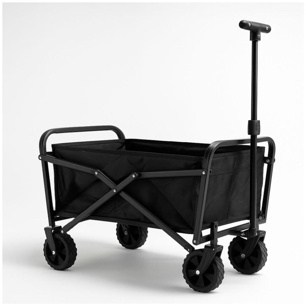Carrito Plegable de Transporte Camping Playa Compras Negro