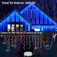 Guirnalda solar de 12 metros 460 Luces led de Cascada Azul