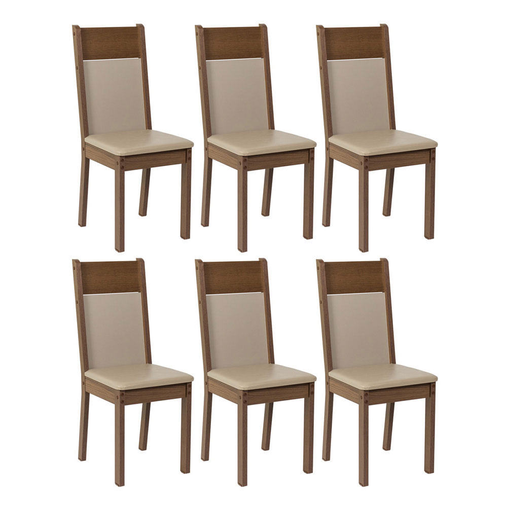 Kit de 6 Sillas de Comedor 4284 Marrón y Beige Kit de 6 Sillas de Comedor 4284 Marrón y Beige