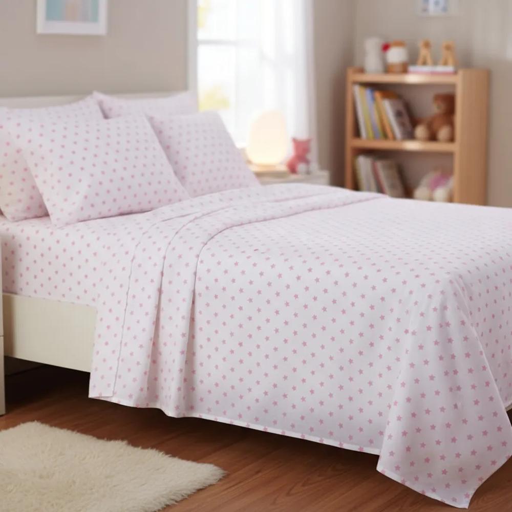 Juego de sabanas algodón pima interiotex 180 hilos King color Pink Star