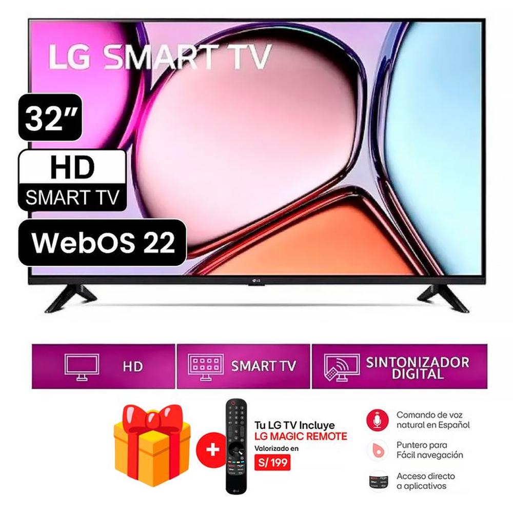 Televisor LG 32 Pulg. LED Smart TV HD con ThinQ AI 32LQ600BPSA - Control Inteligente MAGIC