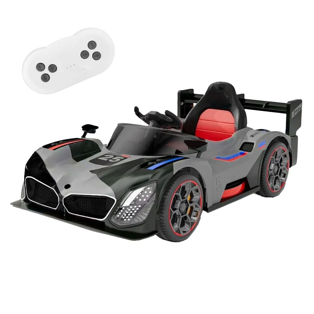 Auto Electrico a Bateria Ninos Deportivo con Control Luces Led y Sonido Gris