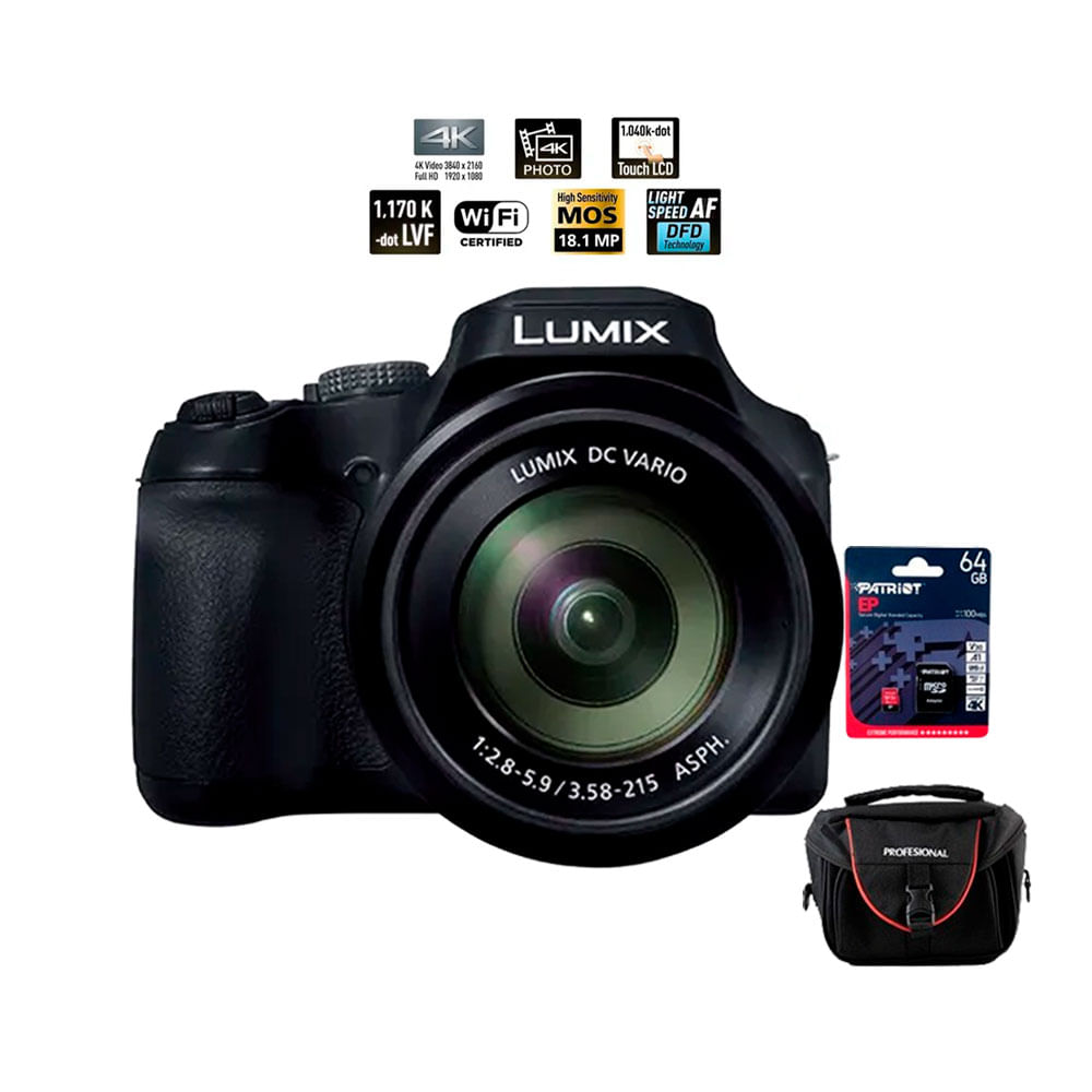 Camara Panasonic Lumix DC-FZ80D 4K+Estuche+Mem 64