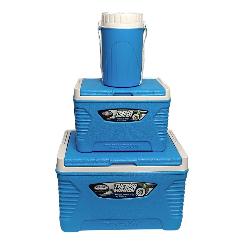 Set Hielera Thermo Wagon 14L + 5L + 1.5L – Frescura Portátil Azul
