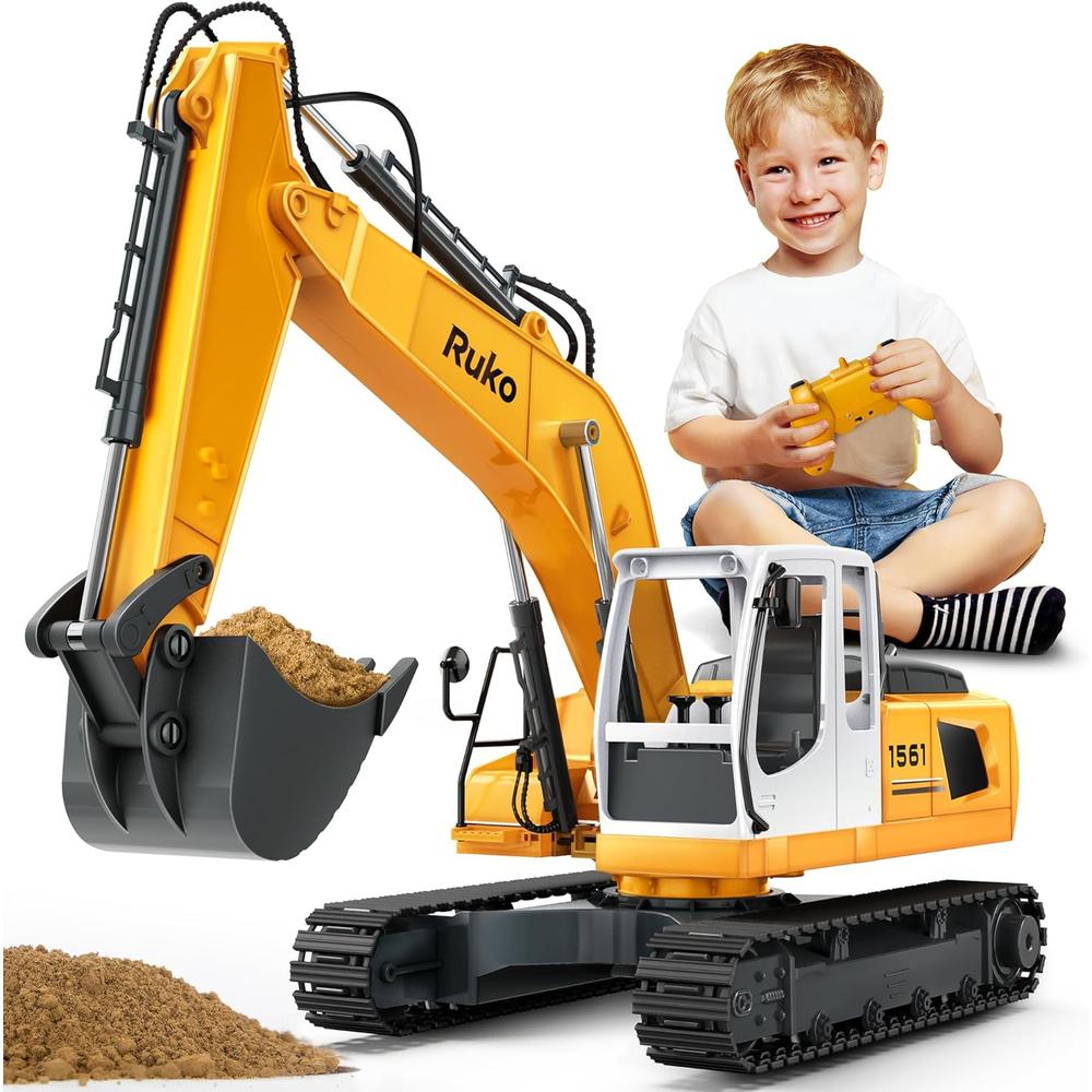 Ruko 1561 excavadora RC 3 en 1, metálica con luces y sonidos