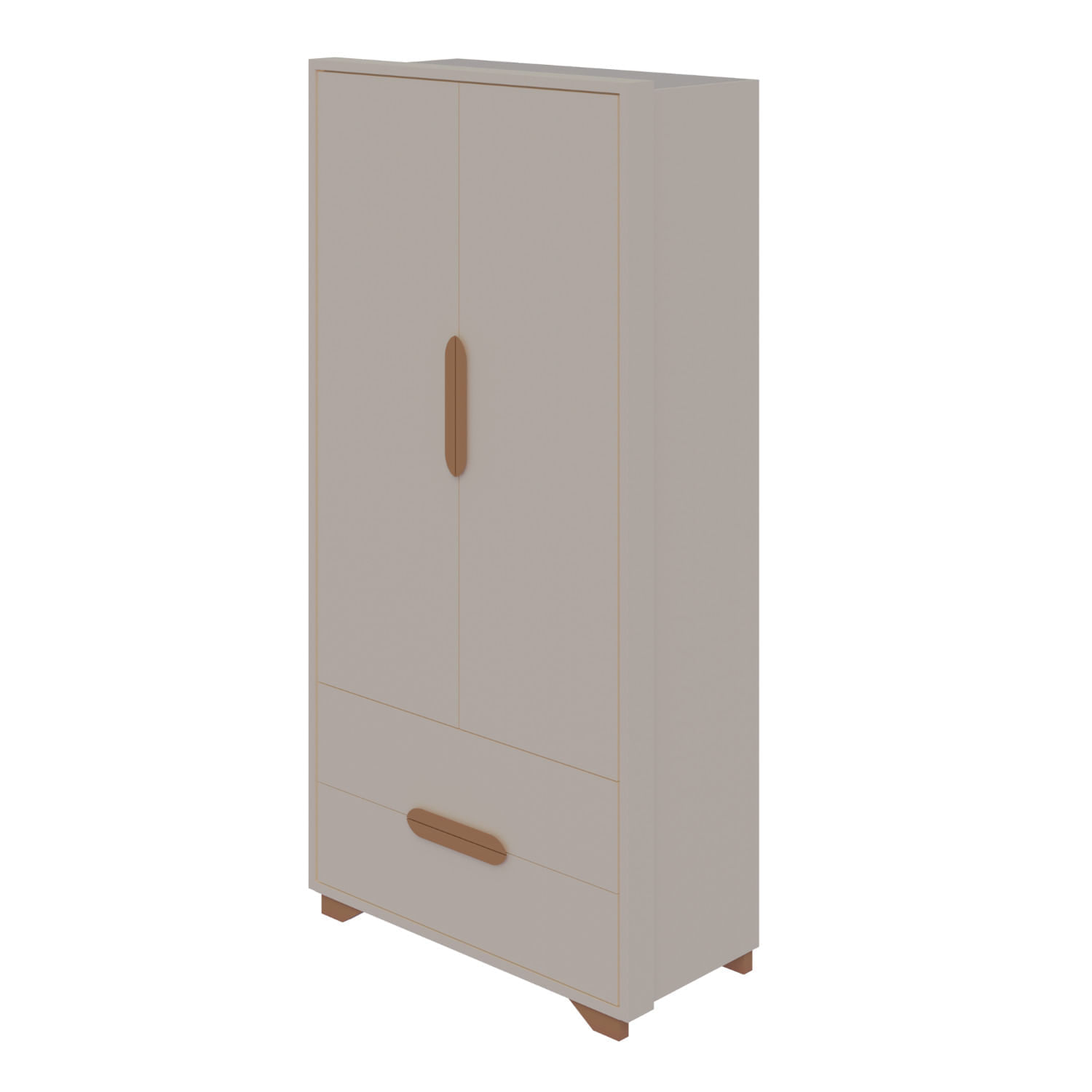 Ropero Infantil Leo 2 Puertas 2 Cajones Off White/Freijo