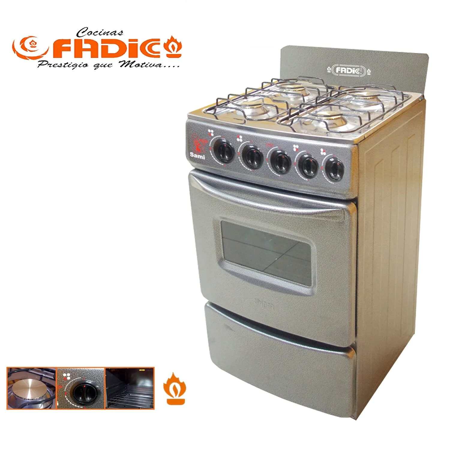 Cocina con respaldar y Horno FADIC 20 Sami 4H Gris