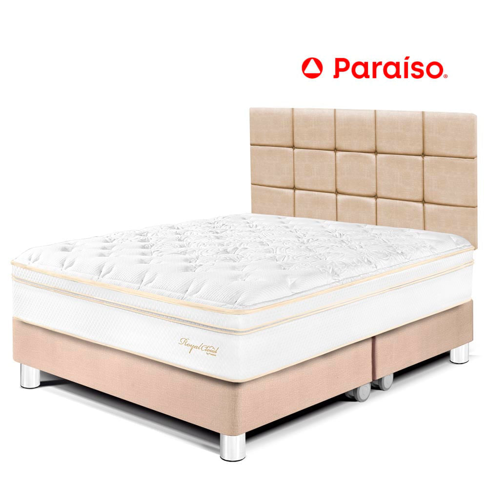 Dormitorio Royal Cloud Queen + Cabecera Blocks Champagne