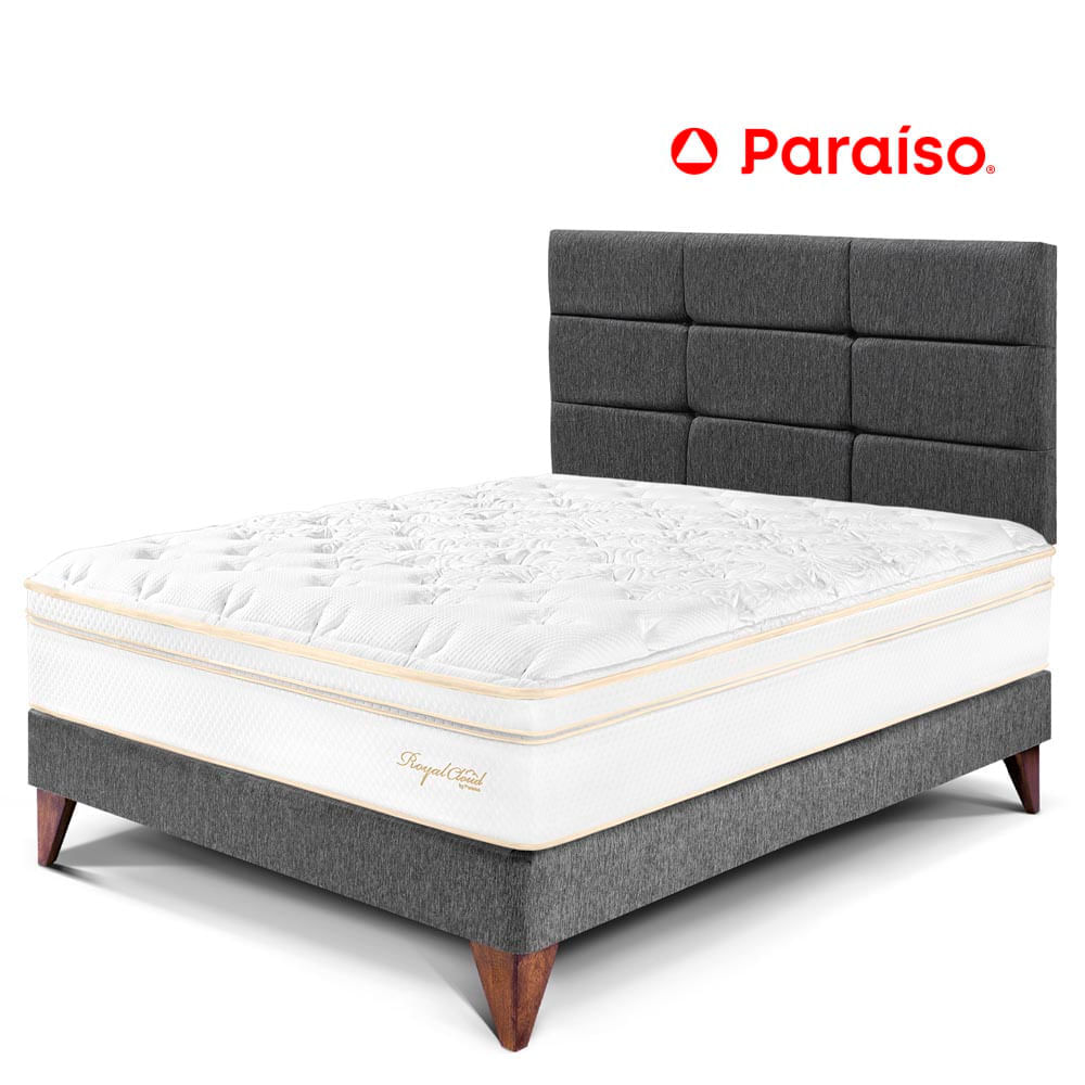 Dormitorio Europea Royal Cloud 1.5 Plazas + Cabeceras Blocks Gris