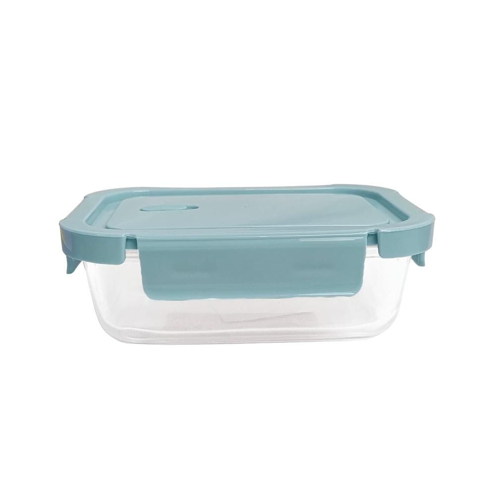 Taper Hermético De Vidrio 700ml Rectangular Práctico Celeste