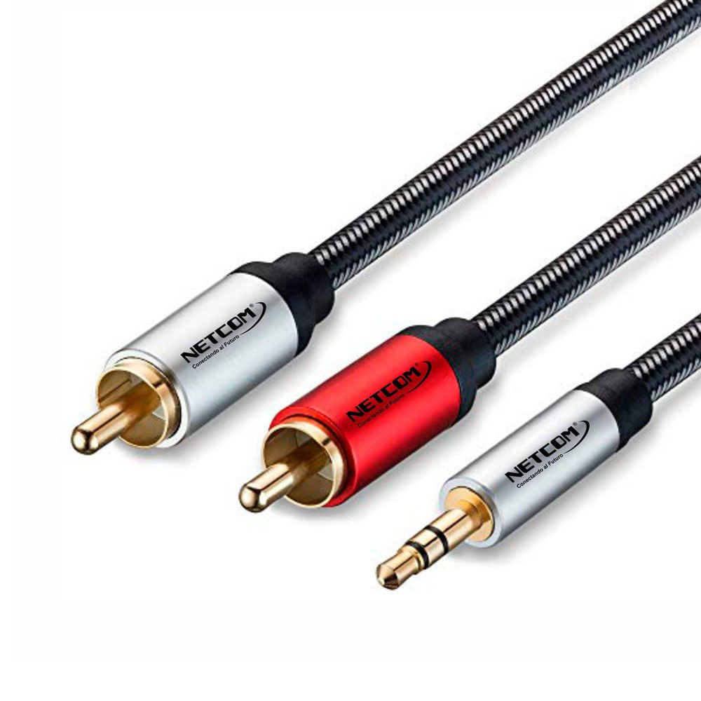 Cable de Audio 3.5mm a 2 RCA Macho 3 Metros NETCOM