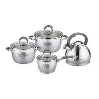 Set de Ollas 08 piezas  Misti Tapa de Vidrio Mango Gris Facusa - 10286474