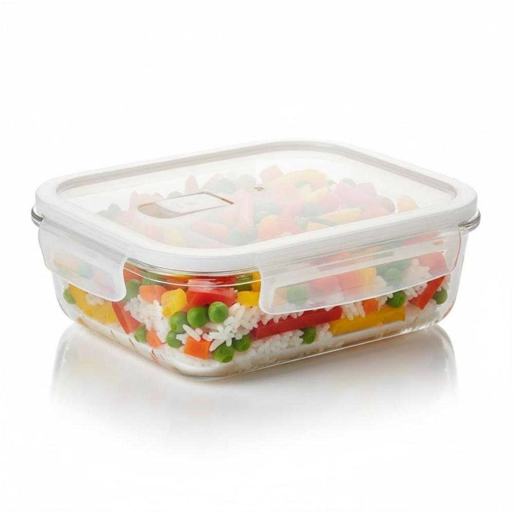 Táper De Vidrio Hermético Rectangular 1520ml Diseño Elegante