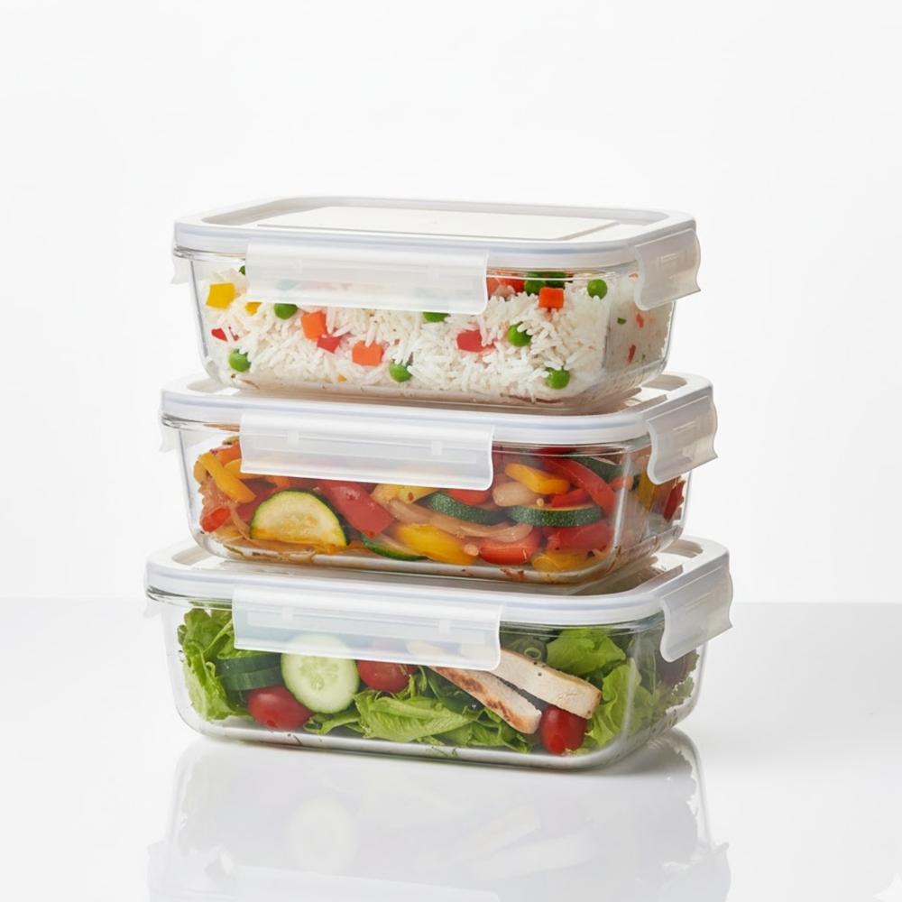 Set 3 Tapers De Vidrio 1520ml Herméticos Para Cocina Práctica